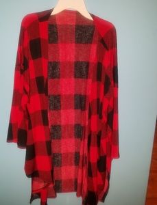 Flannel patterned quarter sleeve cartigan